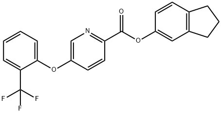 2-Pyridinecarboxylic acid, 5-(2-(trifluoromethyl)phenoxy)-, 2,3-dihydr o-1H-inden-5-yl ester Struktur