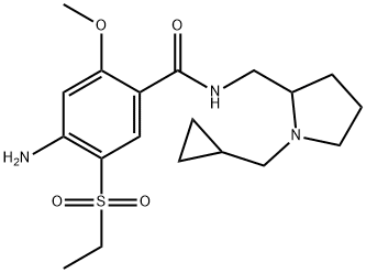 4-アミノ-N-[[1-(シクロプロピルメチル)-2-ピロリジニル]メチル]-5-(エチルスルホニル)-2-メトキシベンズアミド 化学構造式