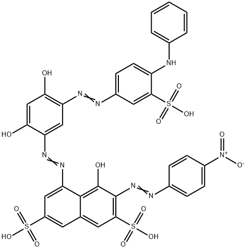 5-[[2,4-ジヒドロキシ-5-[[4-(フェニルアミノ)-3-スルホフェニル]アゾ]フェニル]アゾ]-4-ヒドロキシ-3-[(4-ニトロフェニル)アゾ]-2,7-ナフタレンジスルホン酸 化学構造式