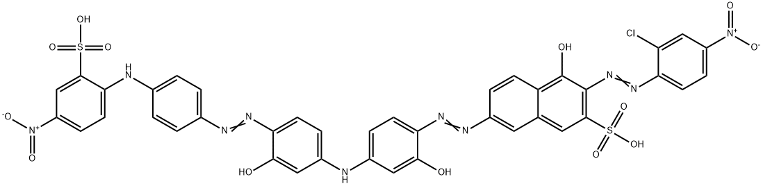 2-Naphthalenesulfonic acid, 3-[(2-chloro-4-nitrophenyl) azo]-4-hydroxy-7-[[2-hydroxy-4-[[3-hydroxy-4-[[4 -[(4-nitro-2-sulfophenyl)amino]phenyl]azo]phenyl]amin o]phenyl]azo]- 结构式