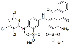 disodium 1-amino-9,10-dihydro-9,10-dioxo-4-[[3-sulphonato-4-[(2,5,6-trichloropyrimidin-4-yl)amino]phenyl]amino]anthracene-2-sulphonate Structure