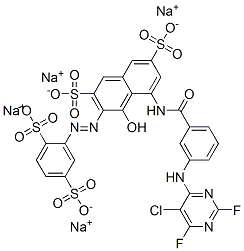 tetrasodium 5-[[3-[(5-chloro-2,6-difluoropyrimidin-4-yl)amino]benzoyl]amino]-3-[(2,5-disulphonatophenyl)azo]-4-hydroxynaphthalene-2,7-disulphonate Structure