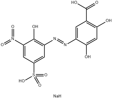 2,4-二羟基-5-[(2-羟基-3-硝基-5-磺苯基)偶氮]苯甲酸二钠盐 结构式