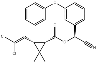 alpha-cyano-3-phenoxybenzyl [1S-[1alpha(R*),3alpha]]-3-(2,2-dichlorovinyl)-2,2-dimethylcyclopropanecarboxylate Structure