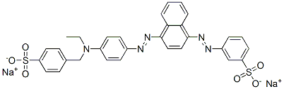 disodium 3-[[4-[[4-[ethyl[(4-sulphonatophenyl)methyl]amino]phenyl]azo]-1-naphthyl]azo]benzenesulphonate Structure