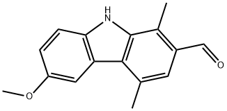 6-methoxy-1,4-dimethyl-9H-carbazole-2-carbaldehyde Struktur