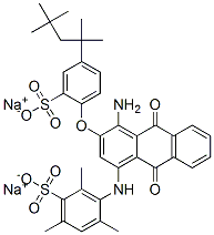 3-[[4-氨基-9,10-二氢-9,10-二氧代-3-[磺酸基-4-(1,1,3,3-四甲基丁基)苯氧基]-1-蒽基]氨基]-2,4,6-三甲基苯磺酸二钠, 72243-90-4, 结构式