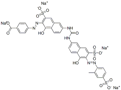 4-[[1-羟基-6-[[[[5-羟基-6-[(2-甲基-4-磺基苯基)偶氮]-7-磺基-2-萘基]氨基]羰基]氨基]-3-磺基-2-萘基]偶氮]苯甲酸钠盐, 72245-49-9, 结构式