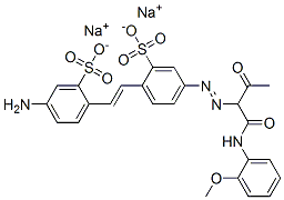 disodium 2-[2-(4-amino-2-sulphonatophenyl)vinyl]-5-[[1-[[(2-methoxyphenyl)amino]carbonyl]-2-oxopropyl]azo]benzenesulphonate Structure