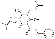 3,5-Dihydroxy-2-methoxy-2,4-bis(3-methyl-2-butenyl)-6-(3-phenyl-1-oxopropyl)-3,5-cyclohexadien-1-one Structure