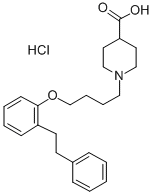 1-(4-(2-(2-Phenylethyl)phenoxy)butyl)-4-piperidinecarboxylic acid hydr ochloride 化学構造式