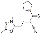 1-[2-cyano-4-(3,5-dimethyl-1,3,4-oxadiazol-2(3H)-ylidene)-1-thioxobut-2-enyl]pyrrolidine Structure