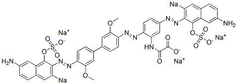N-[5-[(7-Amino-1-hydroxy-3-sodiosulfo-2-naphthalenyl)azo]-2-[[4'-[(7-amino-1-hydroxy-3-sodiosulfo-2-naphthalenyl)azo]-3,3'-dimethoxy[1,1'-biphenyl]-4-yl]azo]phenyl]oxamidic acid sodium salt Struktur