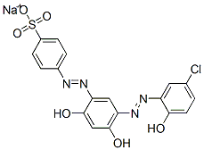 Benzenesulfonic acid, 4-[[5-[(5-chloro-2-hydroxyphenyl)azo]-2,4-dihydroxyphenyl]azo]-, monosodium salt Struktur