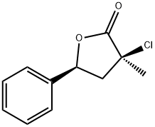 rel-3α*-クロロ-4,5-ジヒドロ-3β*-メチル-5β*-フェニルフラン-2(3H)-オン 化学構造式
