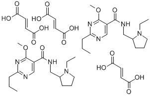 5-Pyrimidinecarboxamide, N-((1-ethyl-2-pyrrolidinyl)methyl)-4-methoxy- 2-propyl-, fumarate, (2:3) Struktur