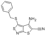 4-Amino-3-((phenylmethyl)thio)thieno(2,3-c)isothiazole-5-carbonitrile Structure