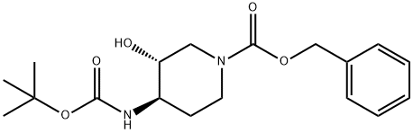 (3R,4R)-BENZYL 4-(TERT-BUTOXYCARBONYLAMINO)-3-HYDROXYPIPERIDINE-1-CARBOXYLATE Struktur