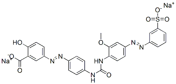 2-ヒドロキシ-5-[4-[3-[2-メトキシ-4-[3-(ソジオスルホ)フェニルアゾ]フェニル]ウレイド]フェニルアゾ]安息香酸ナトリウム 化学構造式