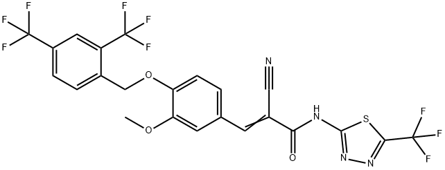 3-[4-[[2,4-二(三氟甲基)苄基]氧基]-3-甲氧基苯基]-2-氰基-N-(5-三氟甲基-[1,3,4]噻二唑-2-基)丙烯酰胺, 725247-18-7, 结构式