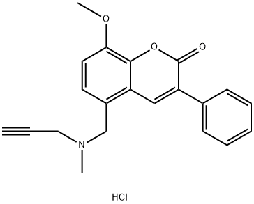 8-methoxy-5-[(methylprop-2-ynylamino)methyl]-3-phenyl-2-benzopyrone hydrochloride Structure