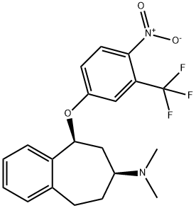 5H-Benzocyclohepten-7-amine, 6,7,8,9-tetrahydro-N,N-dimethyl-5-(4-nitr o-3- (trifluoromethyl)phenoxy)-, cis- Structure