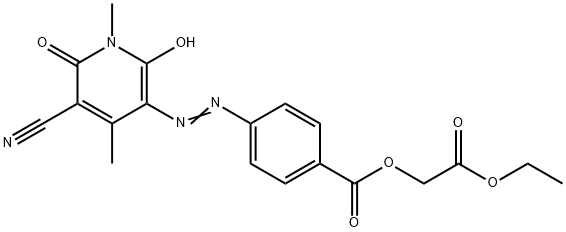 4-[(5-シアノ-1,6-ジヒドロ-2-ヒドロキシ-1,4-ジメチル-6-オキソピリジン)-3-イルアゾ]安息香酸2-エトキシ-2-オキソエチル 化学構造式