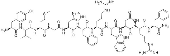 H-TYR-VAL-MET-GLY-HIS-PHE-ARG-TRP-ASP-ARG-PHE-NH2, 72629-65-3, 结构式