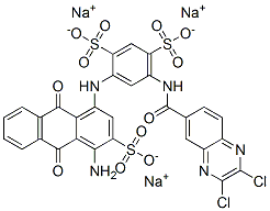 4-[[(4-Amino-9,10-dihydro-9,10-dioxo-3-sulfoanthracen)-1-yl]amino]-6-[[(2,3-dichloro-6-quinoxalinyl)carbonyl]amino]-1,3-benzenedisulfonic acid trisodium salt 结构式