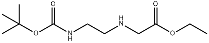 N-[2-(tert-ブトキシカルボニルアミノ)エチル]グリシンエチル 化学構造式