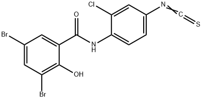3,5-ジブロモ-N-(2-クロロ-4-イソチオシアナトフェニル)-2-ヒドロキシベンズアミド 化学構造式
