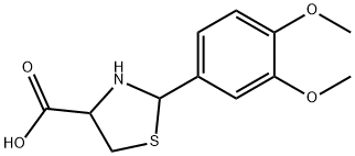 2-(3,4-二甲氧基苯基)噻唑烷-4-羧酸,72678-92-3,结构式