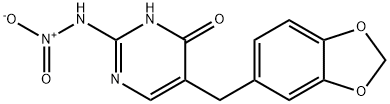 N-(5-(苯并[D][1,3]二噁戊环-5-基甲基)-4-氧亚基-1,4-二氢嘧啶-2-基)硝酰胺 结构式