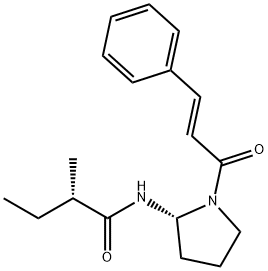 (S)-2-メチル-N-[(2R)-1-[(E)-1-オキソ-3-フェニル-2-プロペニル]ピロリジン-2-イル]ブタンアミド 化学構造式