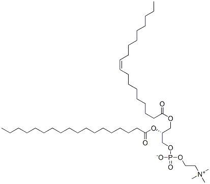 1-油酰基-2-硬脂酰基-SN-甘油-3-磷酸胆碱,7276-38-2,结构式