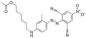 [[4-[(2,6-dicyano-4-nitrophenyl)azo]-3-methylphenyl]amino]hexyl acetate Struktur