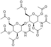 2-アセチルアミノ-4-O-(3-O,4-O,6-O-トリアセチル-2-アセチルアミノ-2-デオキシ-β-D-グルコピラノシル)-2-デオキシ-α-D-グルコピラノース1,3,6-トリアセタート 化学構造式