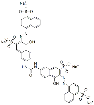 7,7'-(カルボニルジイミノ)ビス[4-ヒドロキシ-3-[(4-スルホ-1-ナフタレニル)アゾ]-2-ナフタレンスルホン酸]四ナトリウム 化学構造式