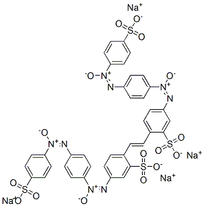 5-[[4-[(4-スルホフェニル)-ONN-アゾキシ]フェニル]-ONN-アゾキシ]-2-[2-[2-スルホ-4-[[4-[(4-スルホフェニル)-ONN-アゾキシ]フェニル]-ONN-アゾキシ]フェニル]エテニル]ベンゼンスルホン酸四ナトリウム 化学構造式
