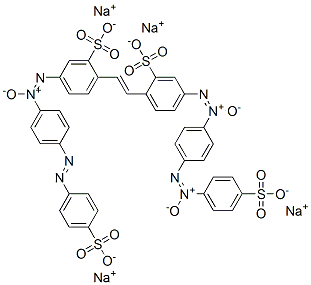 5-[[4-[(4-スルホフェニル)アゾ]フェニル]-ONN-アゾキシ]-2-[2-[2-スルホ-4-[[4-[(4-スルホフェニル)-ONN-アゾキシ]フェニル]-ONN-アゾキシ]フェニル]エテニル]ベンゼンスルホン酸四ナトリウム 化学構造式