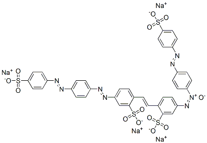 2-[2-[2-Sulfo-4-[[4-[(4-sulfophenyl)azo]phenyl]azo]phenyl]ethenyl]-5-[[4-[(4-sulfophenyl)azo]phenyl]-ONN-azoxy]benzenesulfonic acid tetrasodium salt Struktur
