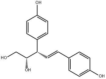 (2S,3S,4E)-3,5-ビス(4-ヒドロキシフェニル)-4-ペンテン-1,2-ジオール 化学構造式