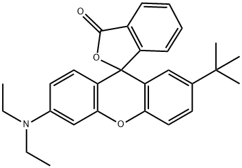 2'-(tert-butyl)-6'-(diethylamino)spiro[isobenzofuran-1(3H),9'-[9H]xanthene]-3-one Struktur