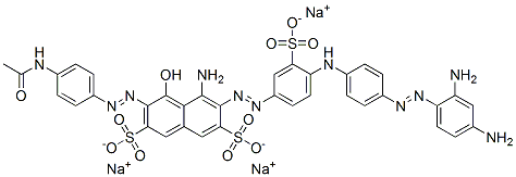 3-[[4-(Acetylamino)phenyl]azo]-5-amino-6-[[4-[[4-[(2,4-diaminophenyl)azo]phenyl]amino]-3-sulfophenyl]azo]-4-hydroxy-2,7-naphthalenedisulfonic acid trisodium salt 结构式