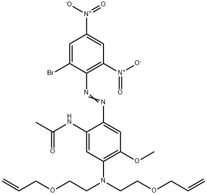 N-[5-[ビス[2-(2-プロペニルオキシ)エチル]アミノ]-2-[(2-ブロモ-4,6-ジニトロフェニル)アゾ]-4-メトキシフェニル]アセトアミド 化学構造式