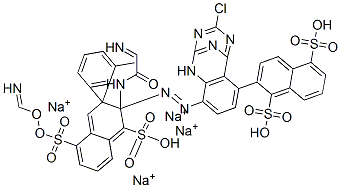 1,5-Naphthalenedisulfonic acid, 3,3-(3-methyl-1,2-phenylene)bisimino(6-chloro-1,3,5-triazine-4,2-diyl)imino2-(acetylamino)-5-methoxy-4,1-phenyleneazobis-, tetrasodium salt Struktur