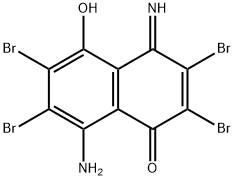 8-アミノ-2,3,6,7-テトラブロモ-5-ヒドロキシ-4-イミノナフタレン-1(4H)-オン 化学構造式