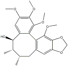 5,6,7,8-テトラヒドロ-1,2,3,13-テトラメトキシ-6,7-ジメチルベンゾ[3,4]シクロオクタ[1,2-f][1,3]ベンゾジオキソール-5-オール 化学構造式
