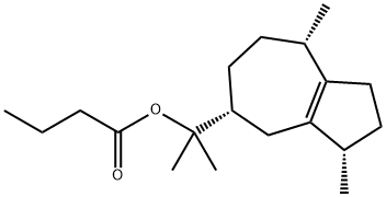 ブタン酸1-メチル-1-[[(3S)-1,2,3,4,5,6,7,8-オクタヒドロ-3α,8α-ジメチルアズレン]-5α-イル]エチル 化学構造式