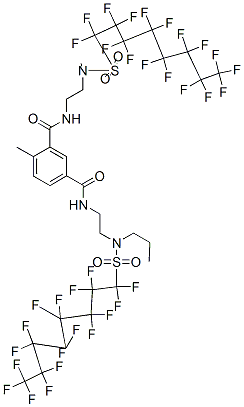 N'-[2-[[(ヘプタデカフルオロオクチル)スルホニル]メチルアミノ]エチル]-N-[2-[[(ヘプタデカフルオロオクチル)スルホニル]プロピルアミノ]エチル]-4-メチル-1,3-ベンゼンジカルボアミド 化学構造式
